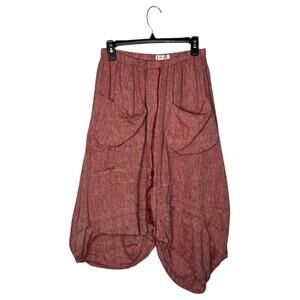 Krista Larson Women's Skirt One Size Red Bubble Lagenlook Trumpet Linen USA Made